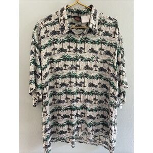 Vintage Harley Davidson Motorcycles Shirt Mens XL 100% Silk Hawaiian Button Up
